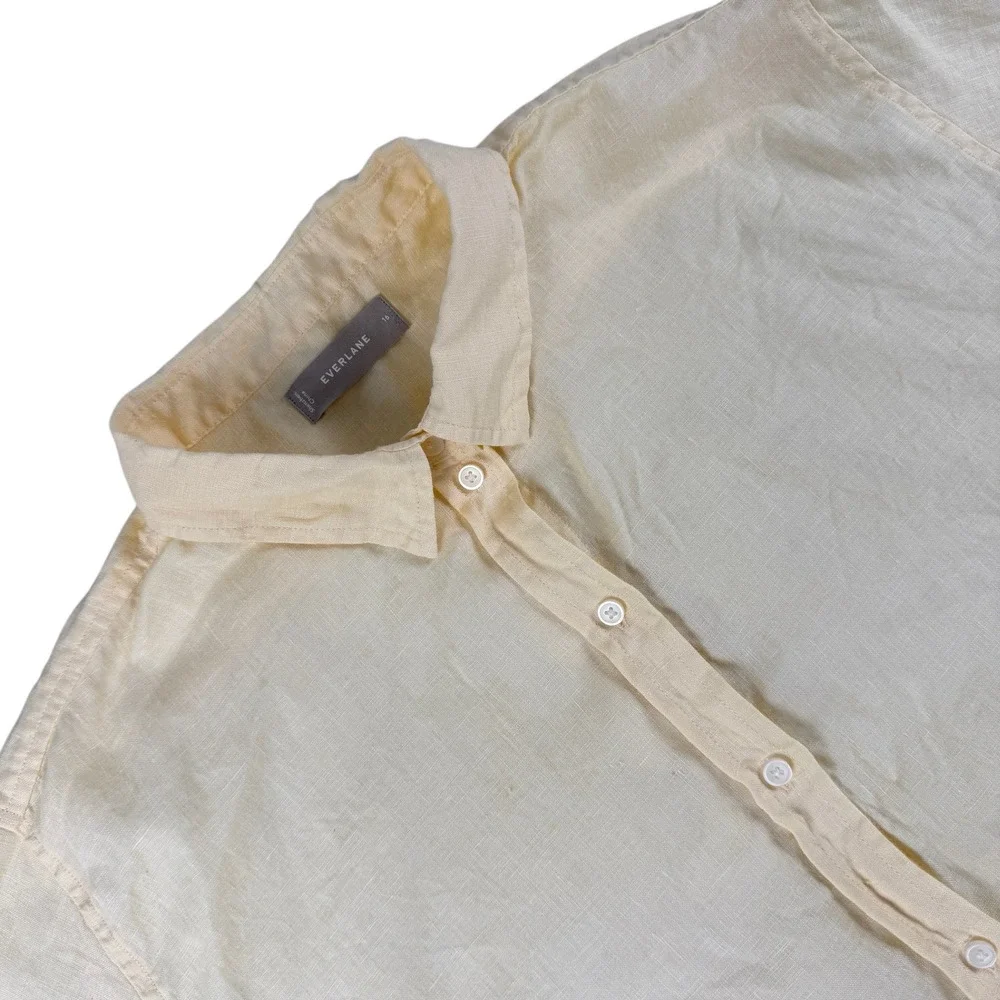 Everlane Shirt Mens 16 Yellow 100% Linen Button Down Long Sleeve Casual - Picture 1 of 9